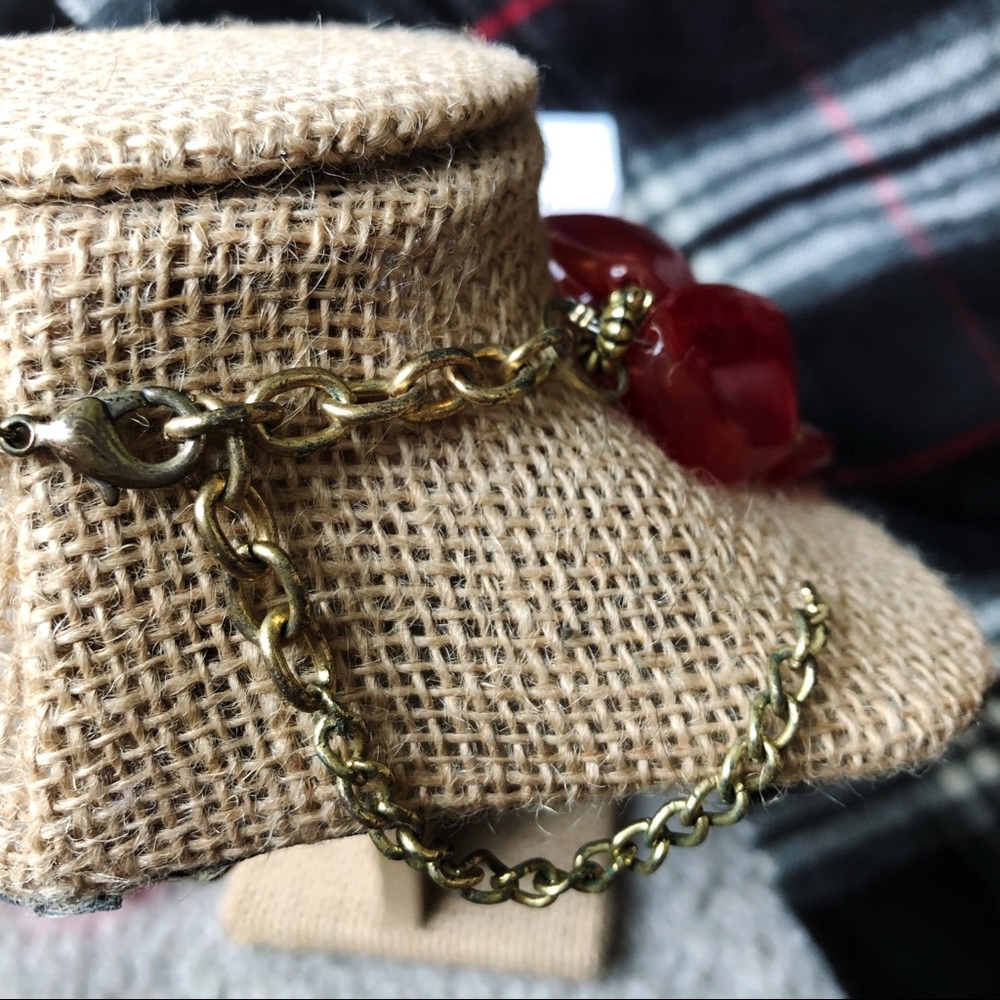 Beautiful Red Stone Three-Layer Statement Necklace - image 4